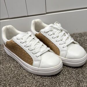Soda White and Tan Sneakers